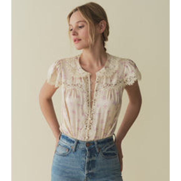 D�En Tops - D�En Josephine Blouse Top - S - Rose Heather